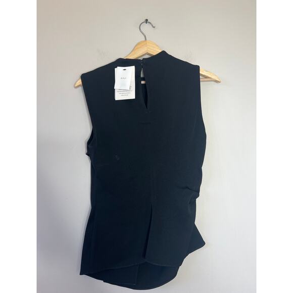 NWT A.L.C. Amira Lightweight Crepe Ruched Keyhole Sleeveless Top Black Size: 2 - Picture 7 of 8